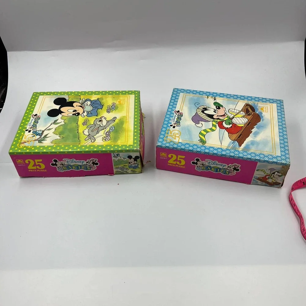 Vintage Disney Jigsaw Puzzles Lot Of 2‎ Goofy Baby Mickey Mouse 4997B 4997C
